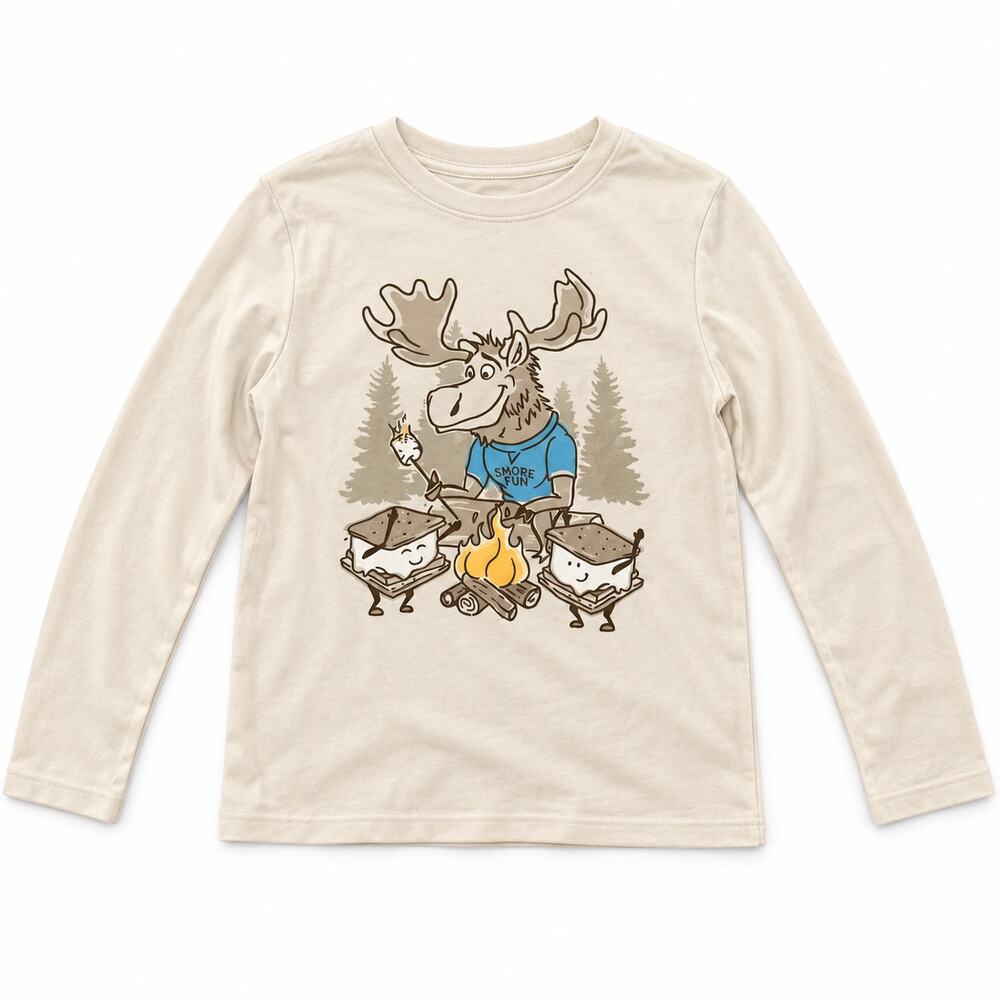 Cat & Jack Beige Moose Kids Long Sleeve Size Medium 8 New